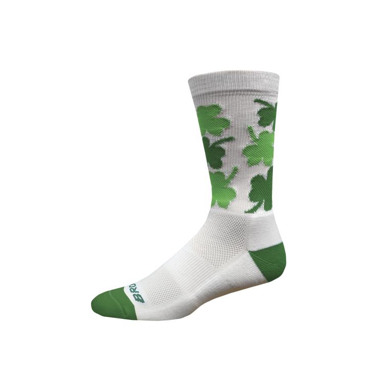 Brooks Women's Tempo Knit In Crew Running Socks - White/Run Lucky/St. Patricks Day (NAUI21745)